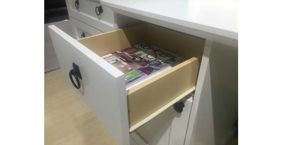 Melona โต๊ะทำงาน สีขาว ขนาด 120 ซ.ม. สไตล์วินเทจ - Image 5