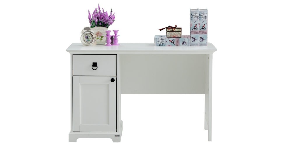 Melona โต๊ะทำงาน สีขาว ขนาด 120 ซ.ม. สไตล์วินเทจ