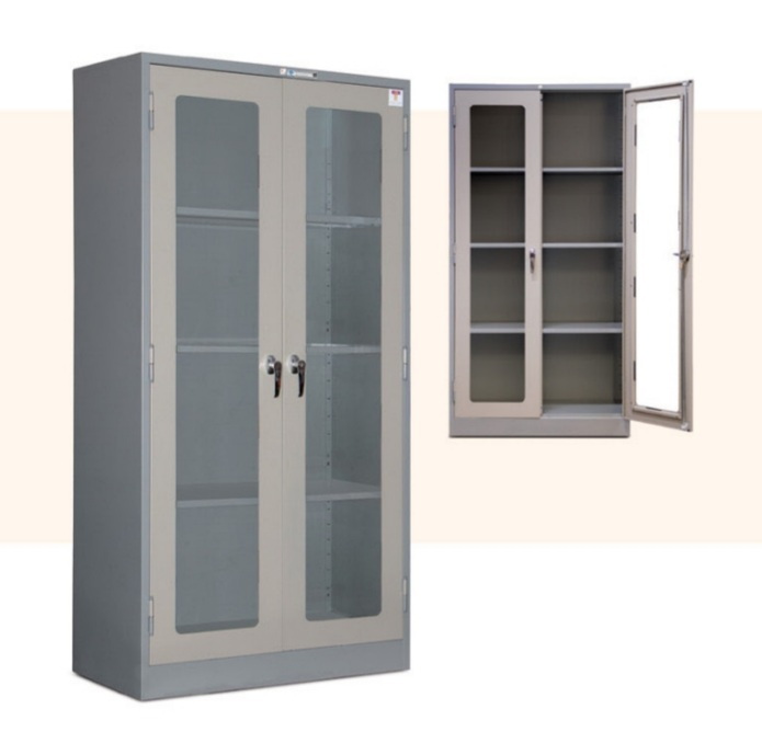 ตู้เอกสารเหล็ก 2 บานเปิดกระจกสูง 3 ฟุต รุ่น LK-101G (เทียบเท่า มอก.353-2566)